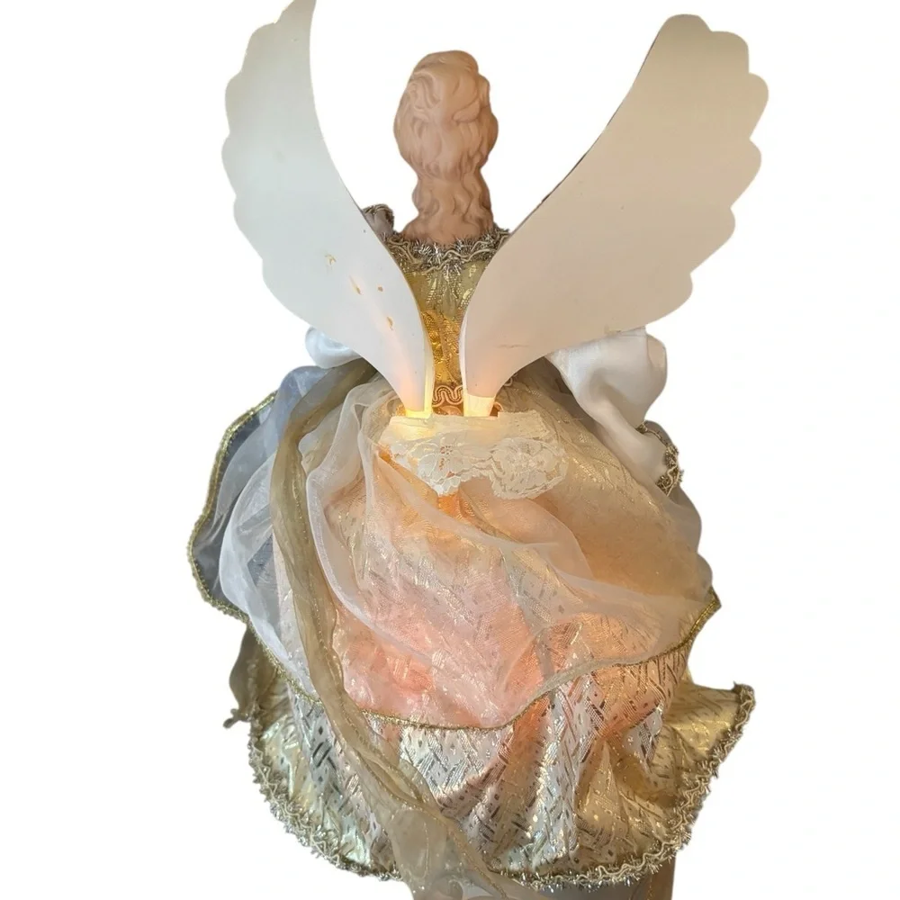 VTG Holiday Living Fiber Optic Angel 15” Tanle Top Tree Topper Color Changing